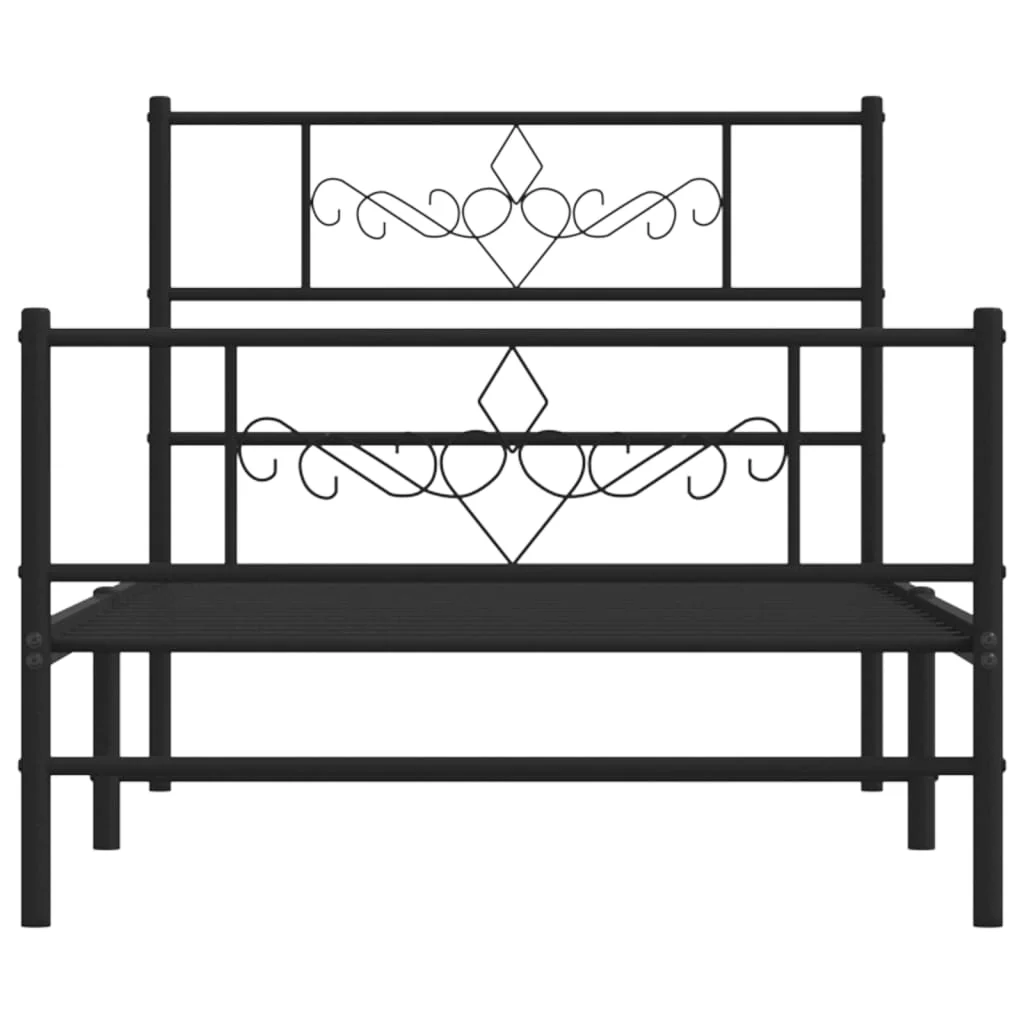 sengeramme med sengegavl og fodgærde 107x203 cm metal sort - Image 5