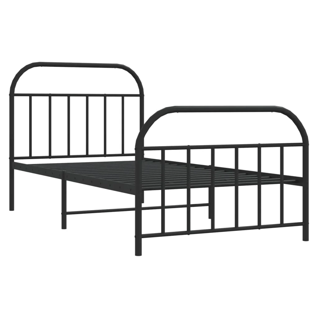 sengeramme med sengegavl og fodgærde 107x203 cm metal sort - Image 3
