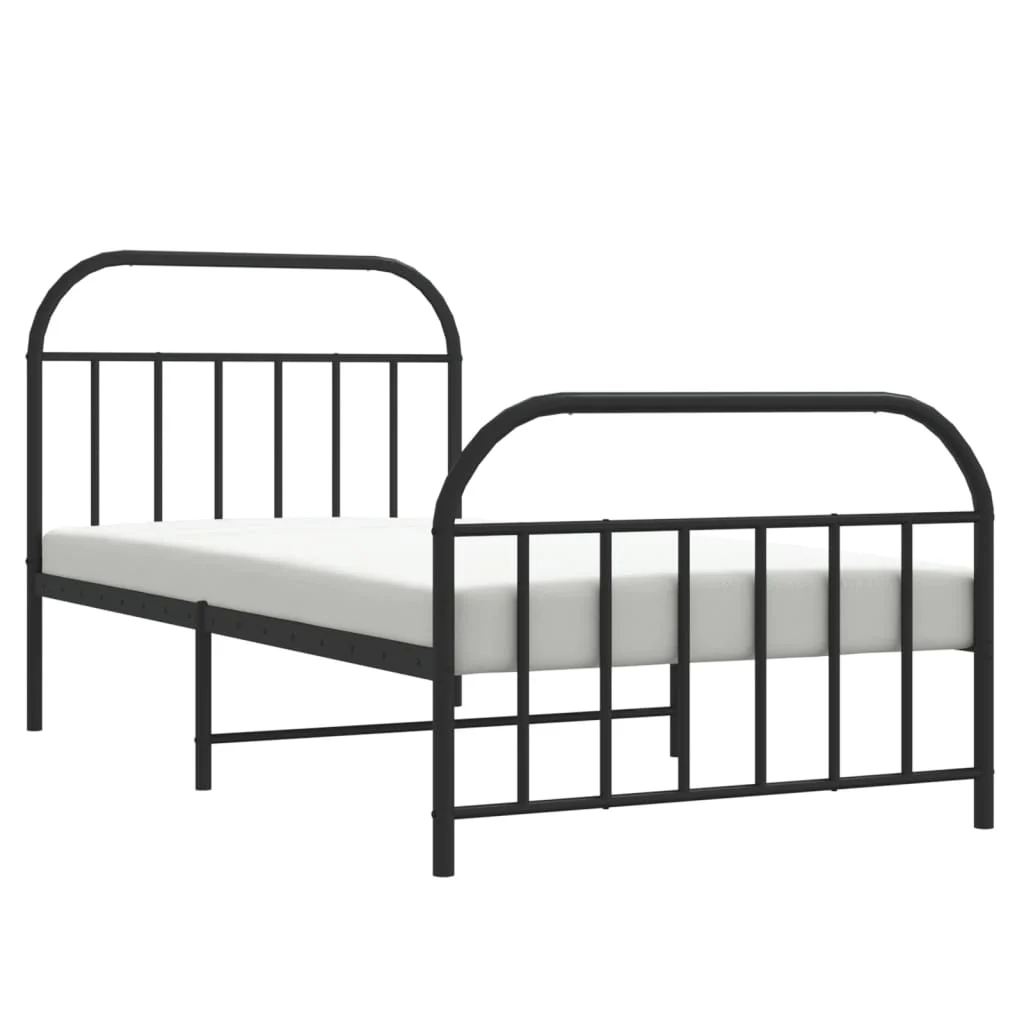 sengeramme med sengegavl og fodgærde 107x203 cm metal sort - Image 5