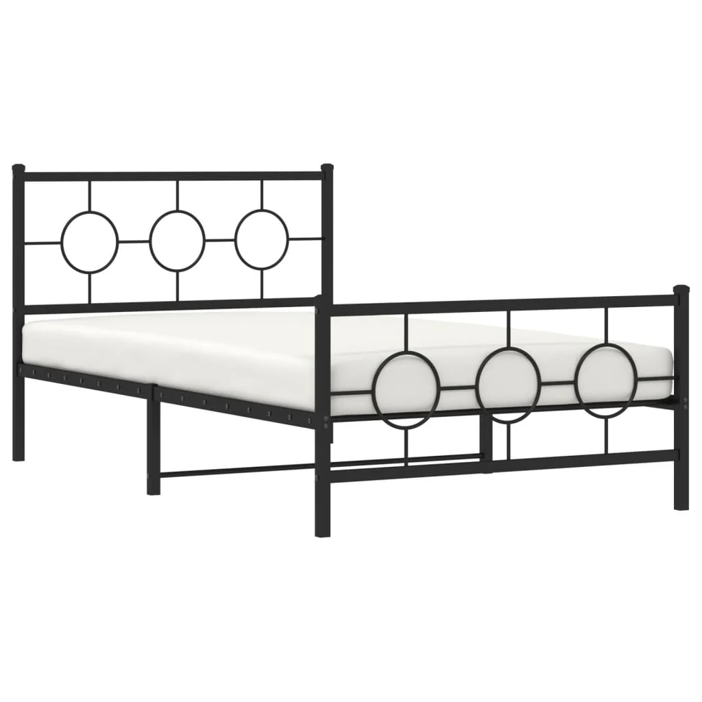 sengeramme med sengegavl og fodgærde 107x203 cm metal sort - Image 4