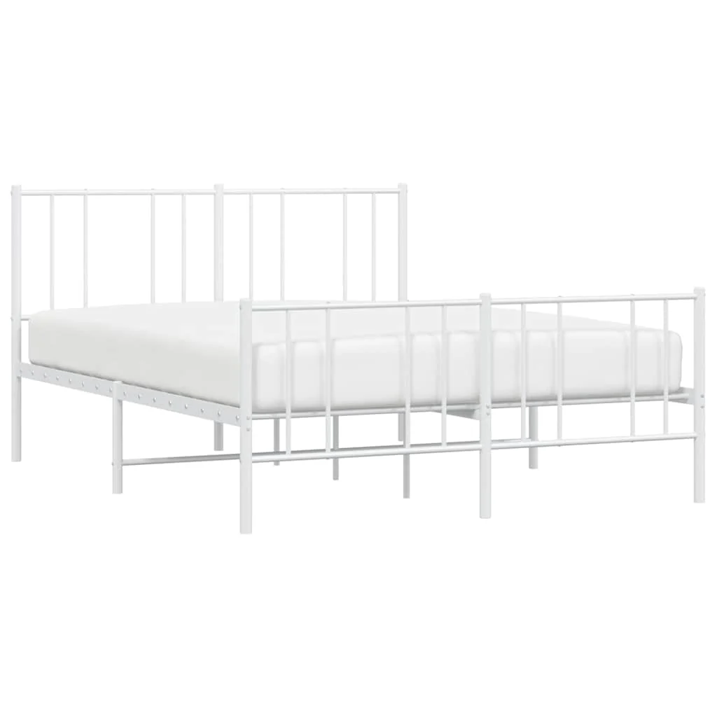 sengeramme med sengegavl og fodgærde 120x190 cm metal hvid - Image 5
