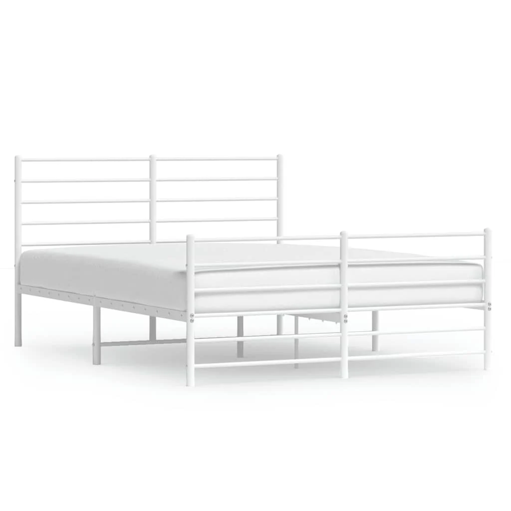 sengeramme med sengegavl og fodgærde 120x190 cm metal hvid - Image 2