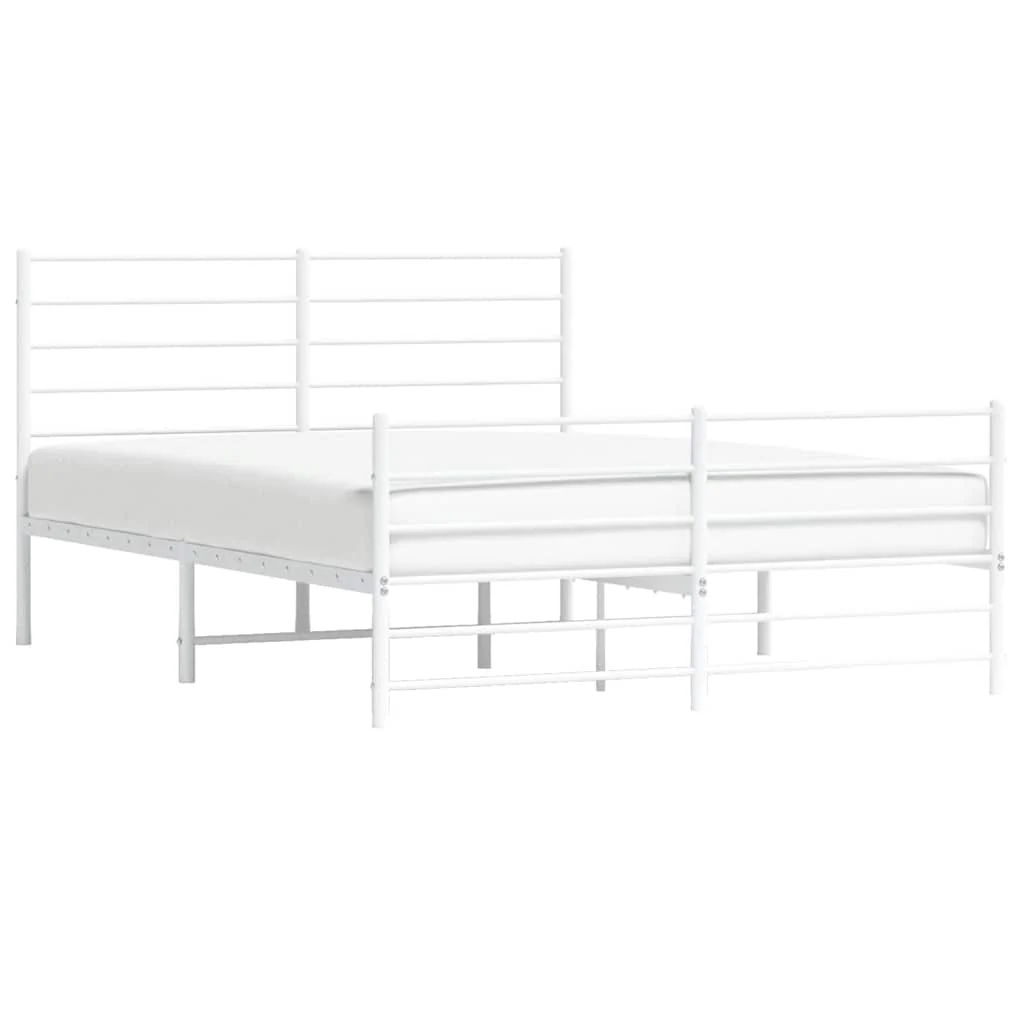 sengeramme med sengegavl og fodgærde 120x190 cm metal hvid - Image 5