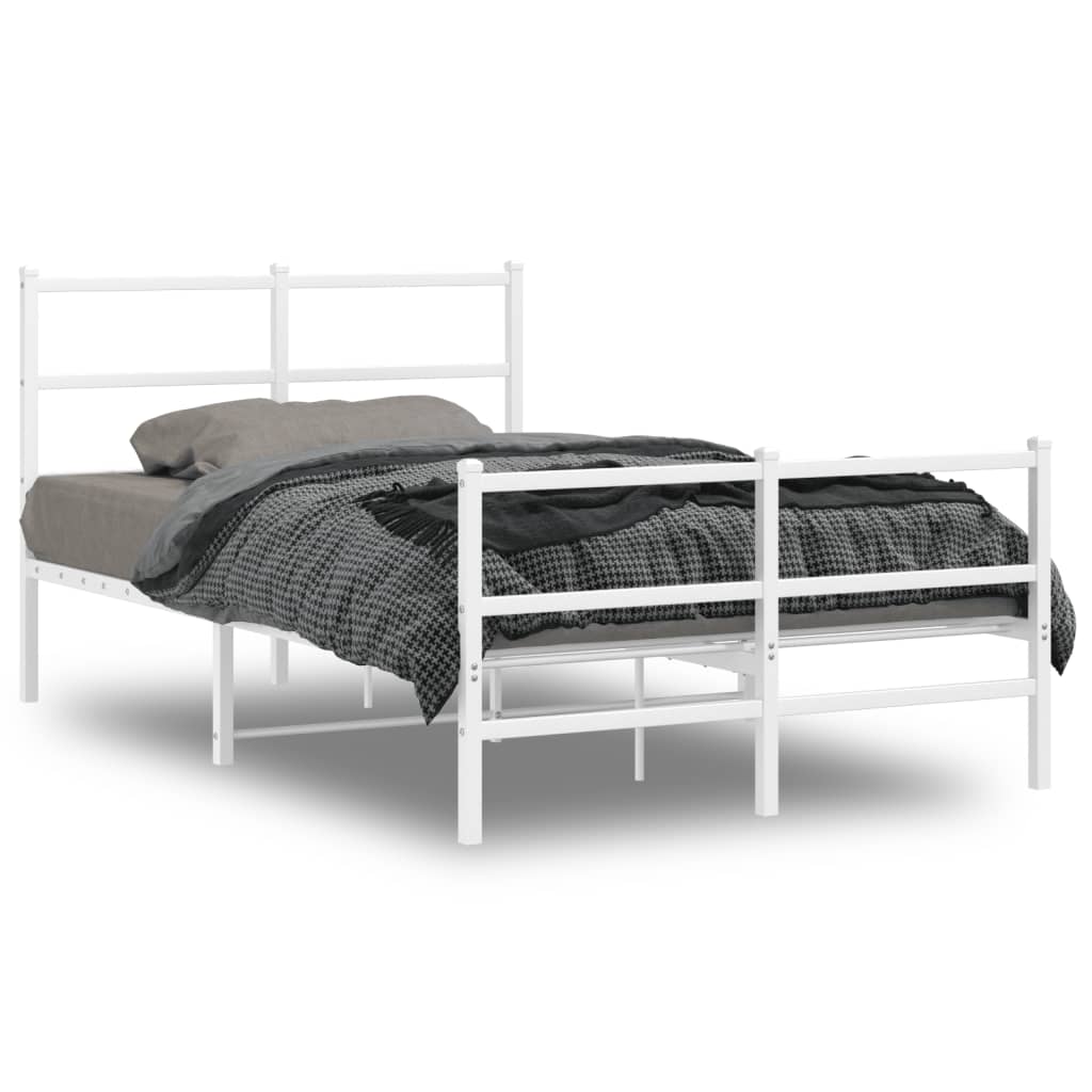 sengeramme med sengegavl og fodgærde 120x190 cm metal hvid - Image 2