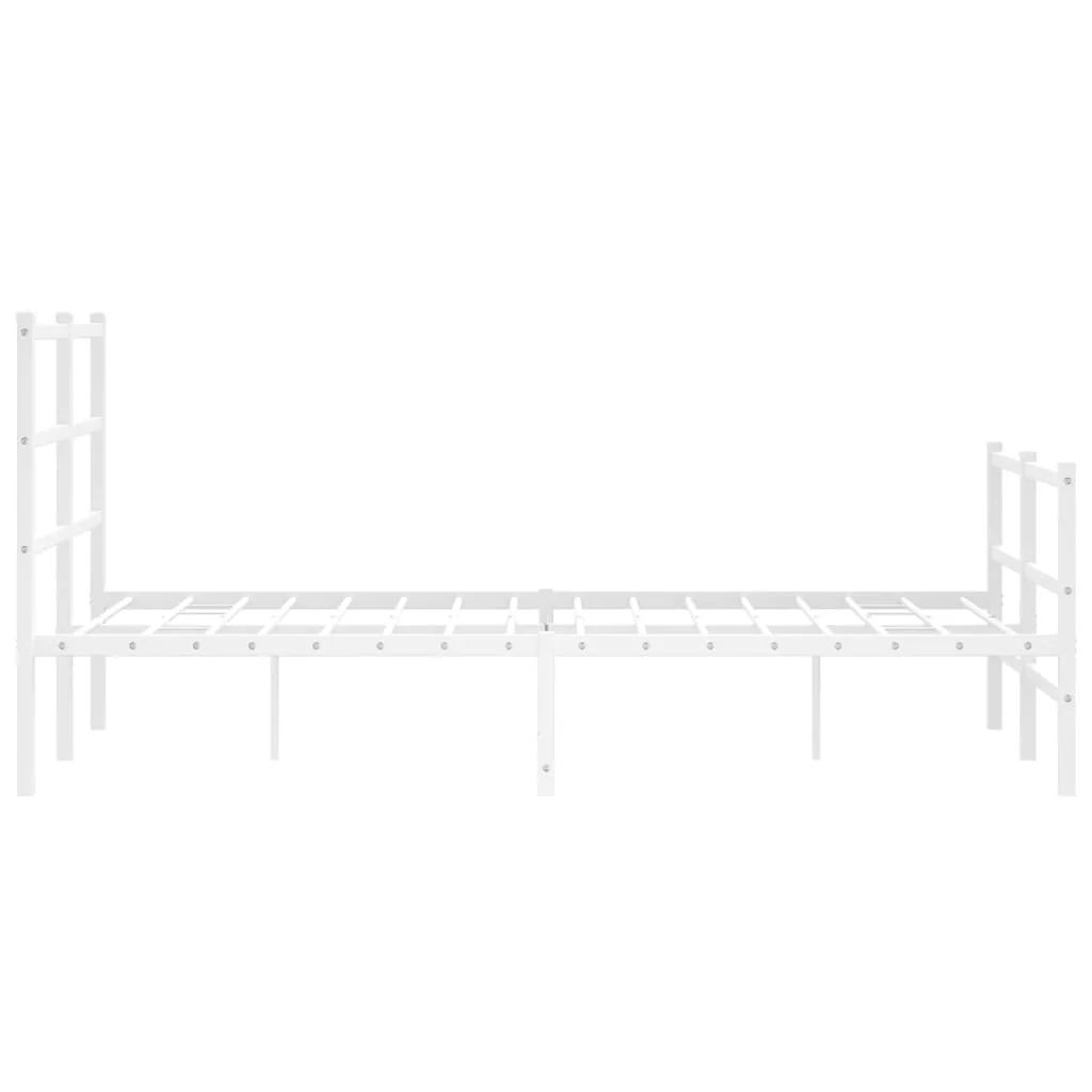 sengeramme med sengegavl og fodgærde 120x190 cm metal hvid - Image 6