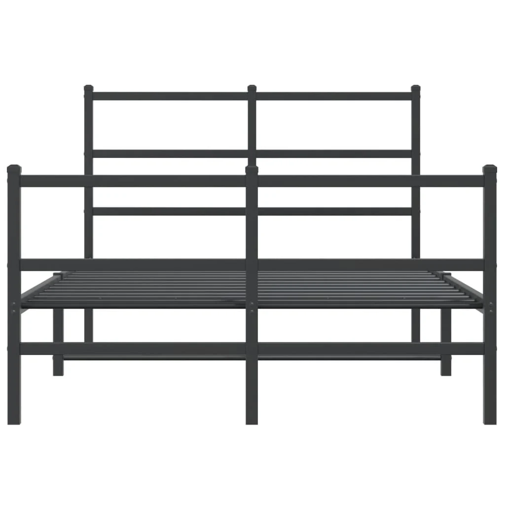 sengeramme med sengegavl og fodgærde 120x190 cm metal sort - Image 5