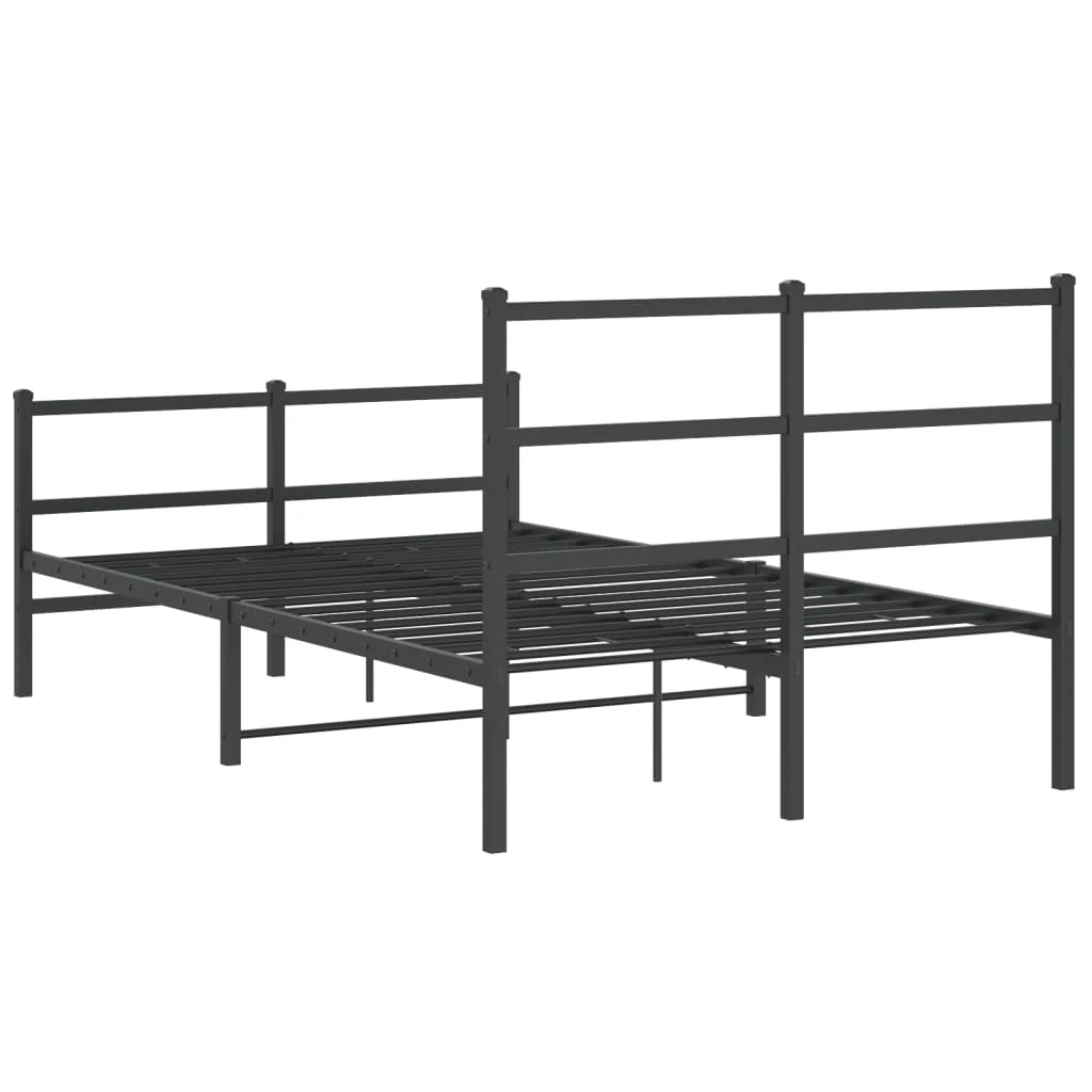 sengeramme med sengegavl og fodgærde 120x190 cm metal sort - Image 7