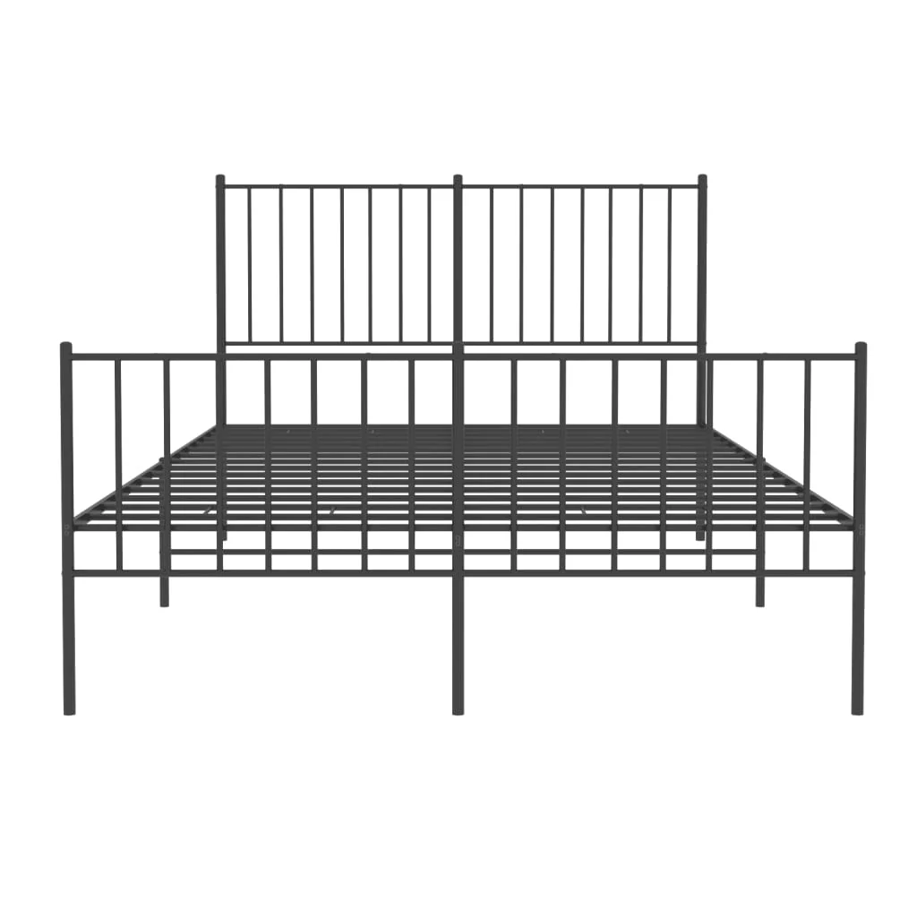 sengeramme med sengegavl og fodgærde 120x190 cm metal sort - Image 5