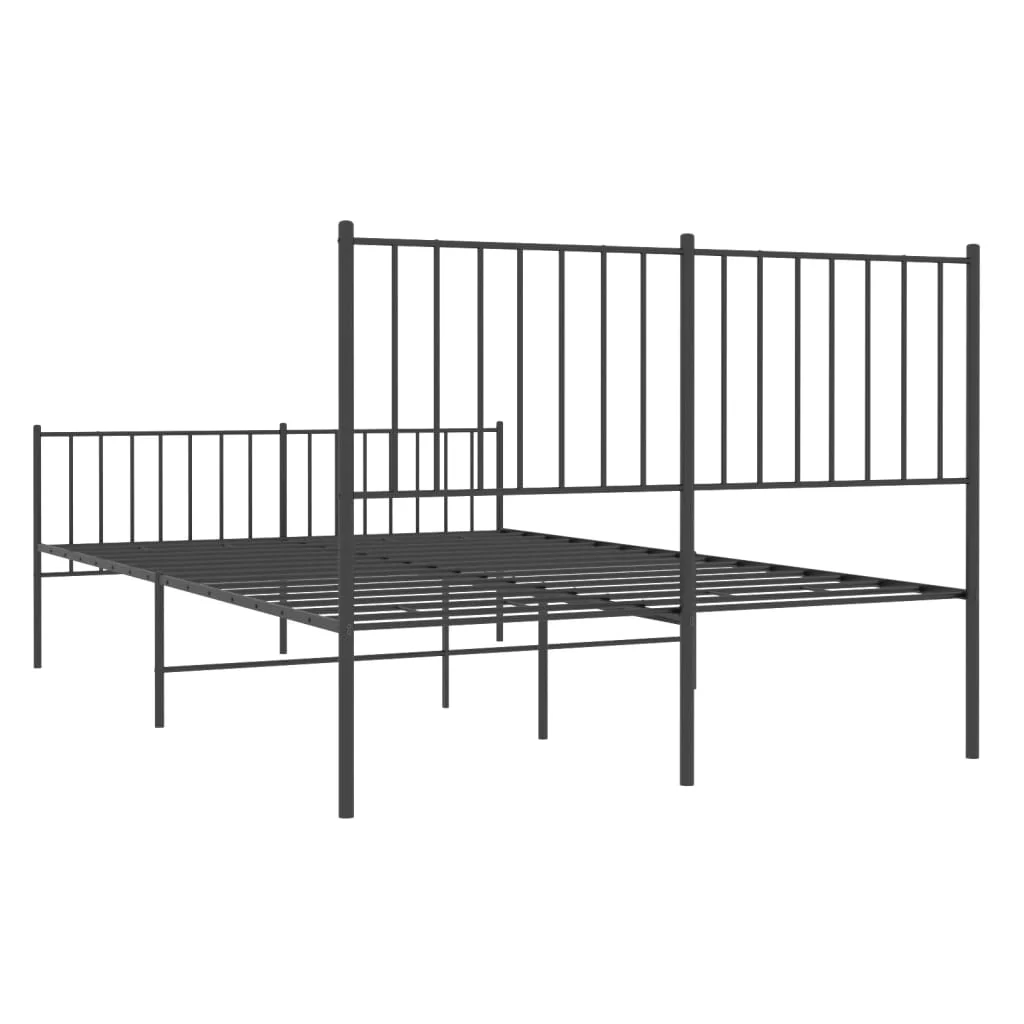 sengeramme med sengegavl og fodgærde 120x190 cm metal sort - Image 7