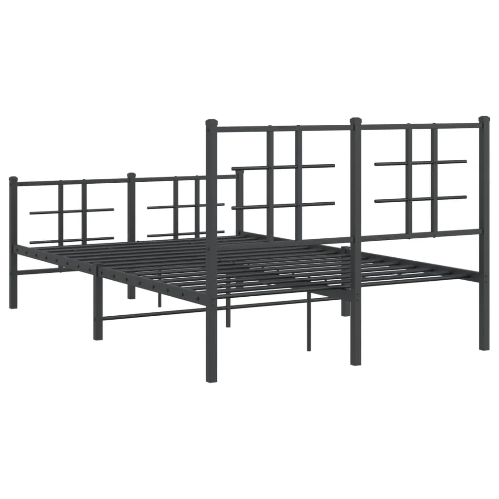sengeramme med sengegavl og fodgærde 120x190 cm metal sort - Image 7