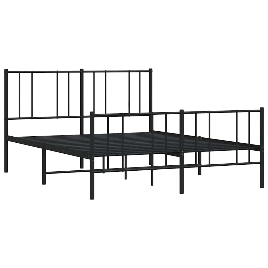 sengeramme med sengegavl og fodgærde 120x190 cm metal sort - Image 3