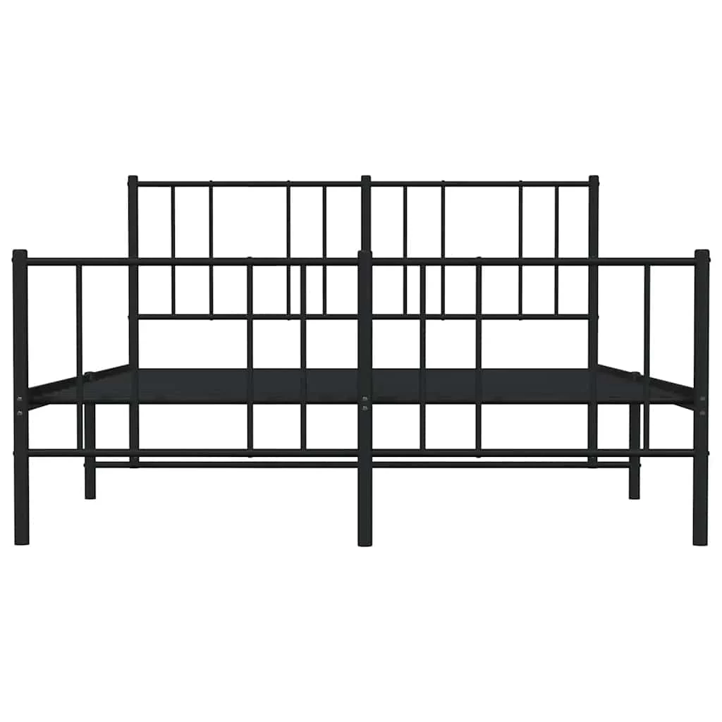 sengeramme med sengegavl og fodgærde 120x190 cm metal sort - Image 6