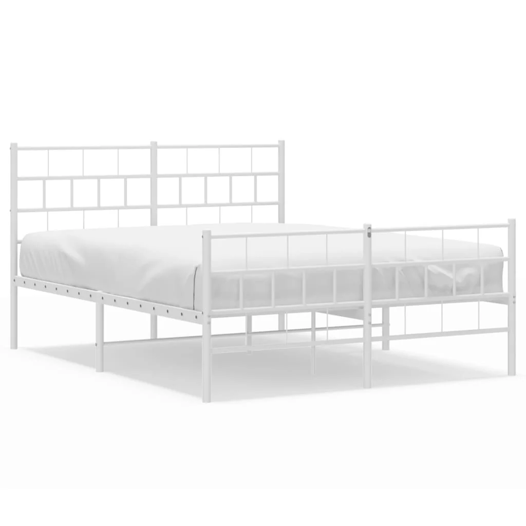 sengeramme med sengegavl og fodgærde 120x200 cm metal hvid - Image 2