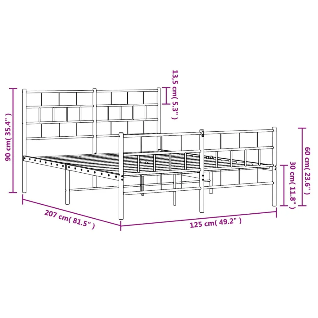 sengeramme med sengegavl og fodgærde 120x200 cm metal hvid - Image 8