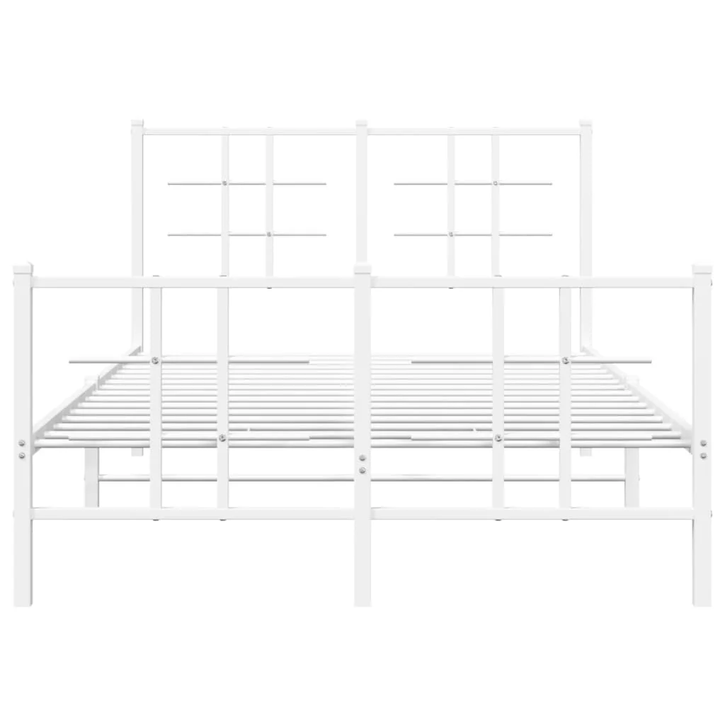 sengeramme med sengegavl og fodgærde 120x200 cm metal hvid - Image 5