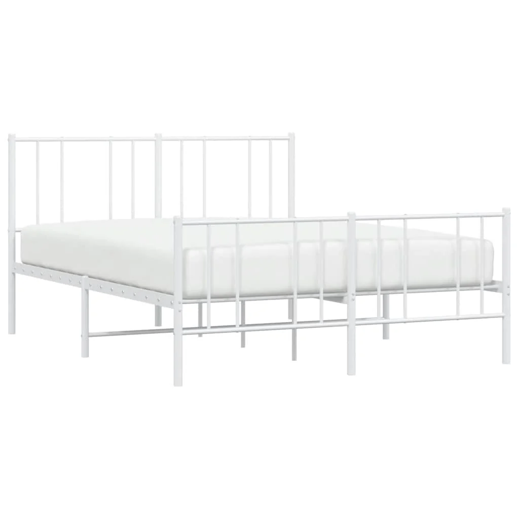 sengeramme med sengegavl og fodgærde 120x200 cm metal hvid - Image 5