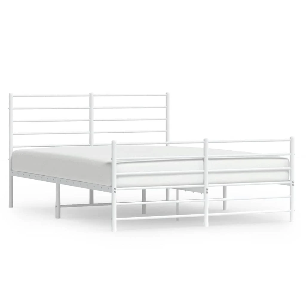 sengeramme med sengegavl og fodgærde 120x200 cm metal hvid - Image 2