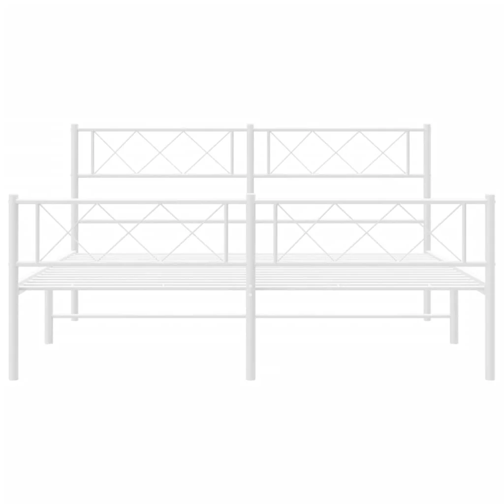 sengeramme med sengegavl og fodgærde 120x200 cm metal hvid - Image 4