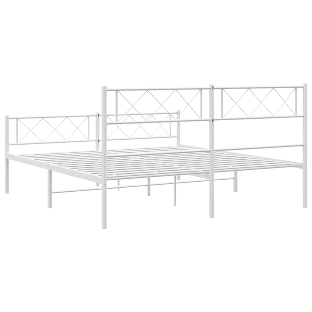 sengeramme med sengegavl og fodgærde 120x200 cm metal hvid - Image 7