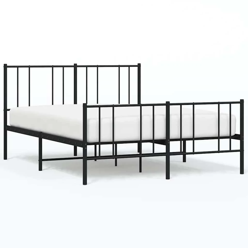 sengeramme med sengegavl og fodgærde 120x200 cm metal sort - Image 2