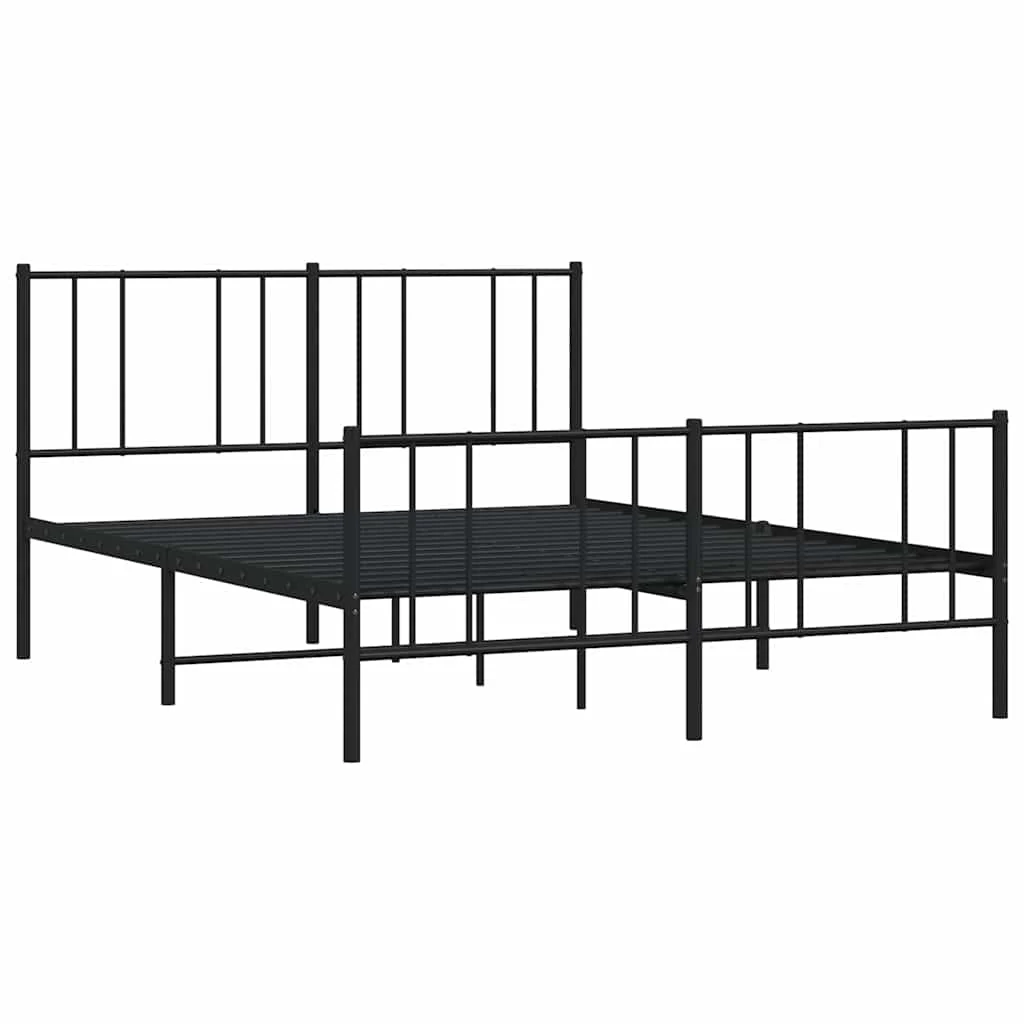 sengeramme med sengegavl og fodgærde 120x200 cm metal sort - Image 3