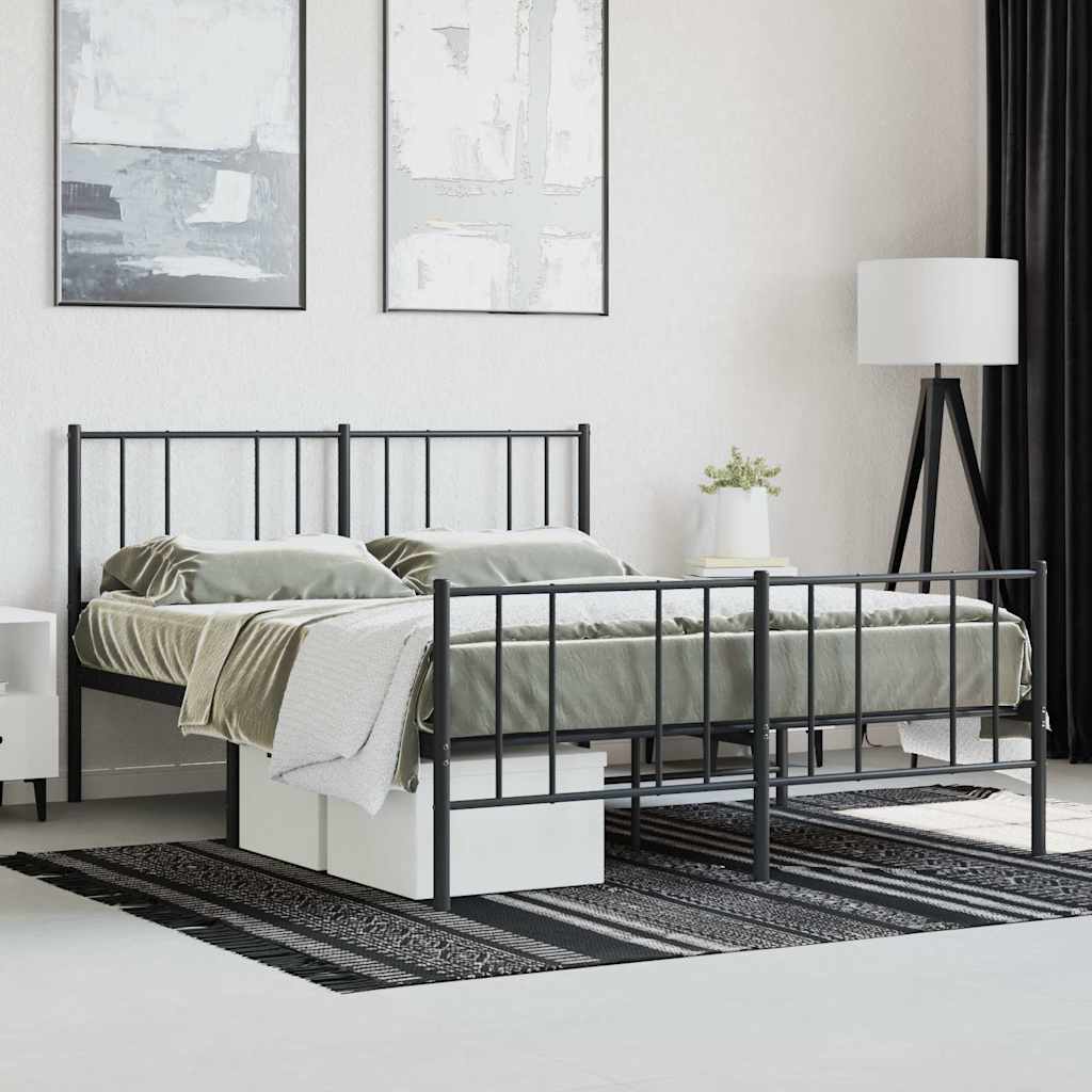 sengeramme med sengegavl og fodgærde 120x200 cm metal sort - Image 4