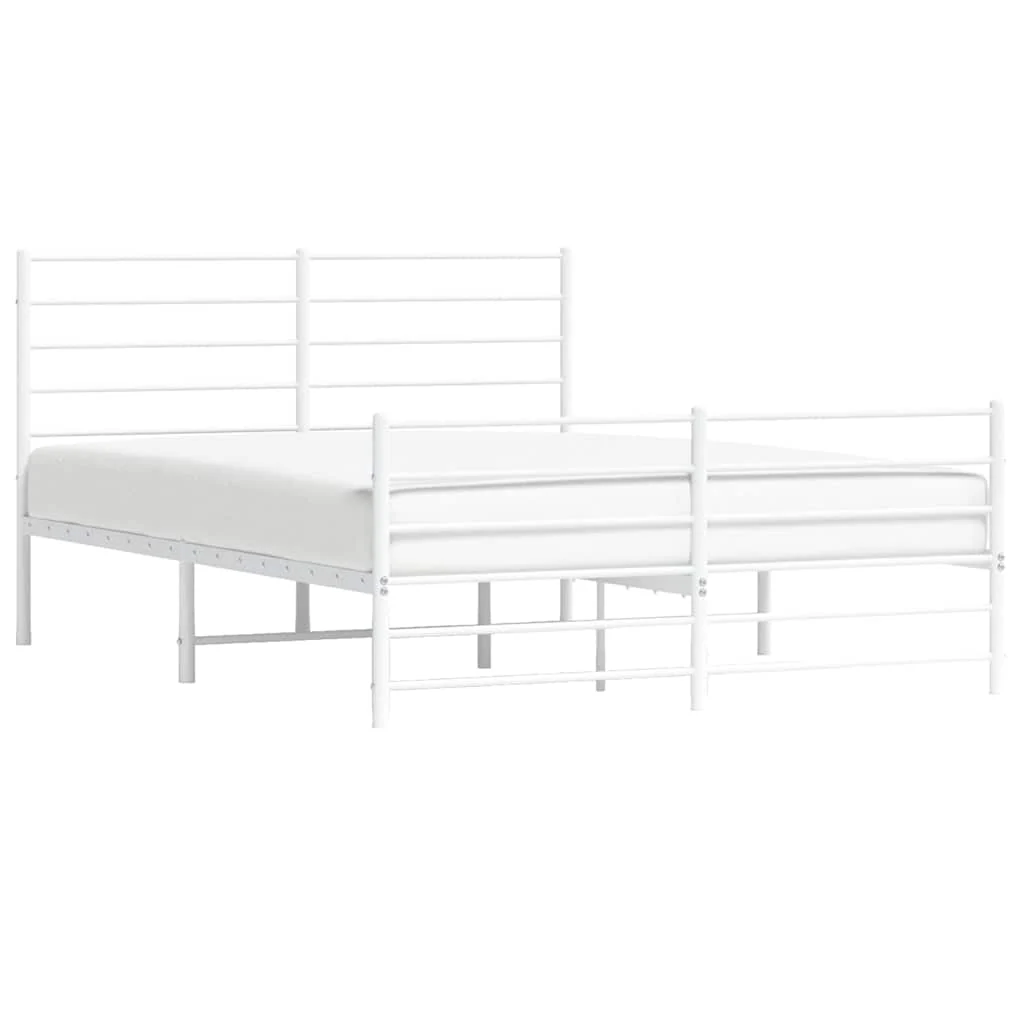 sengeramme med sengegavl og fodgærde 135x190 cm metal hvid - Image 5