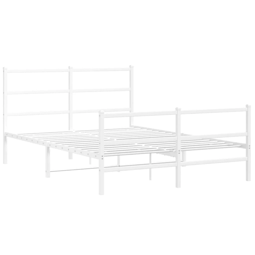 sengeramme med sengegavl og fodgærde 135x190 cm metal hvid - Image 3
