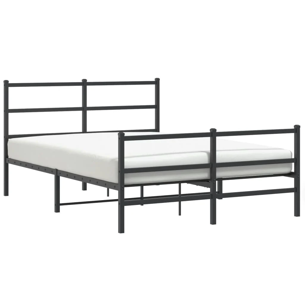 sengeramme med sengegavl og fodgærde 135x190 cm metal sort - Image 2