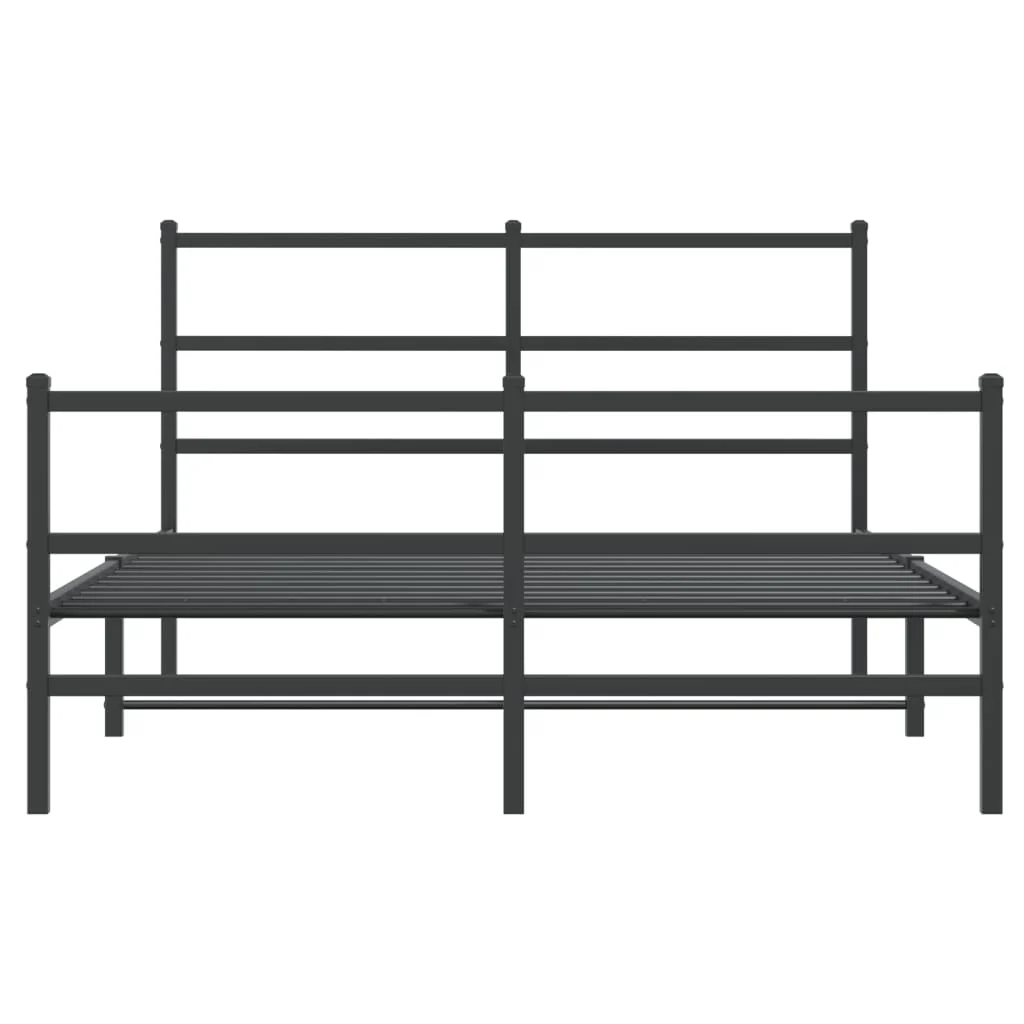 sengeramme med sengegavl og fodgærde 135x190 cm metal sort - Image 5