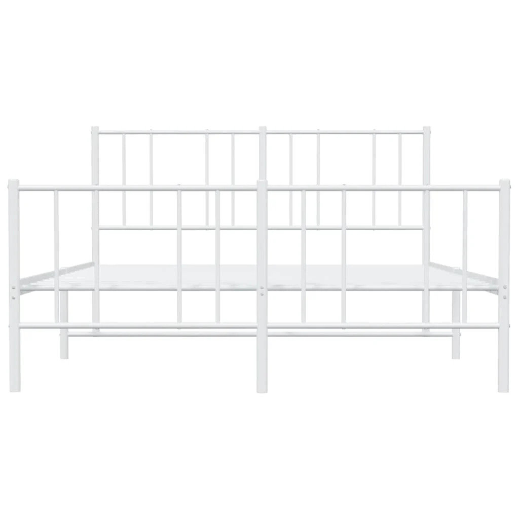 sengeramme med sengegavl og fodgærde 140x190 cm metal hvid - Image 6