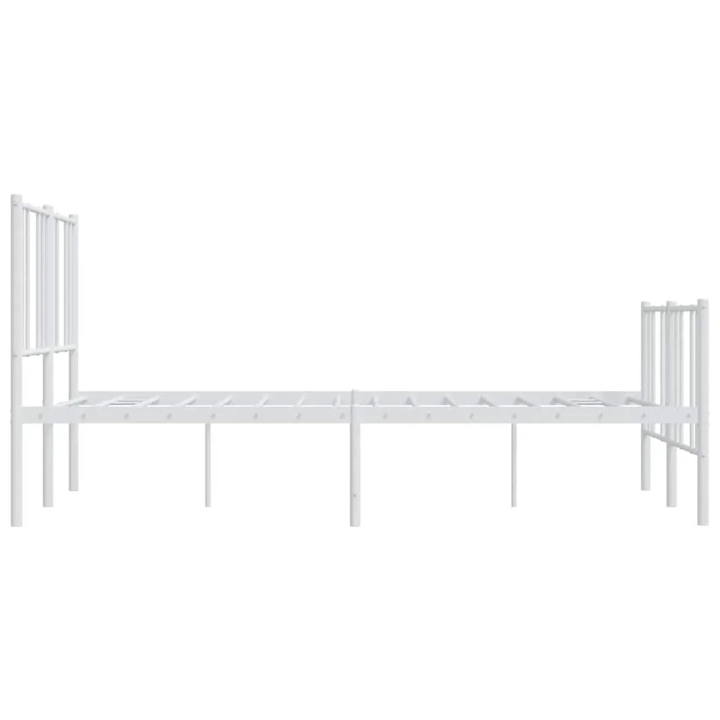 sengeramme med sengegavl og fodgærde 140x190 cm metal hvid - Image 7