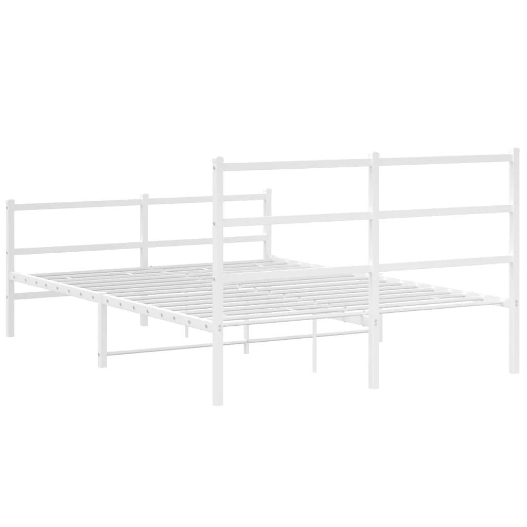 sengeramme med sengegavl og fodgærde 140x190 cm metal hvid - Image 7