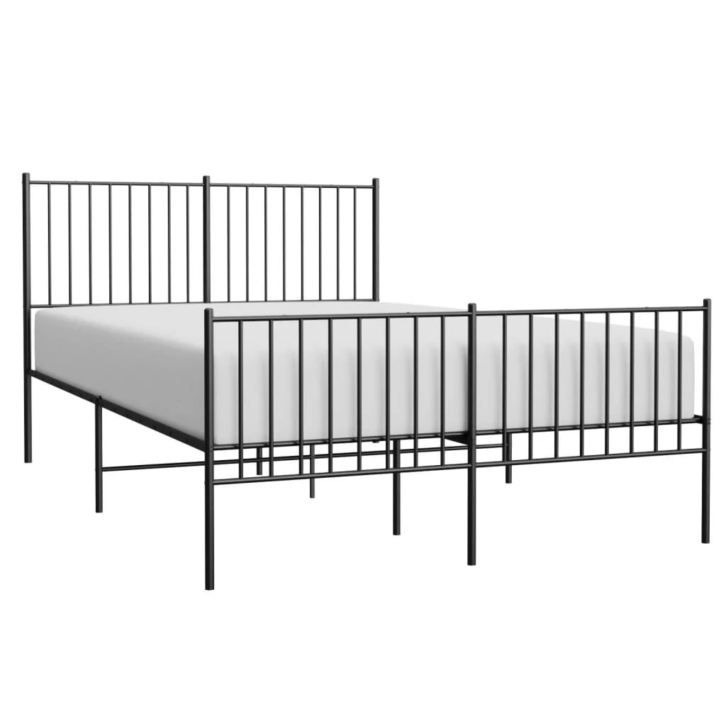 sengeramme med sengegavl og fodgærde 140x190 cm metal sort - Image 4