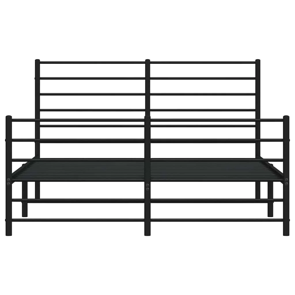 sengeramme med sengegavl og fodgærde 140x190 cm metal sort - Image 6