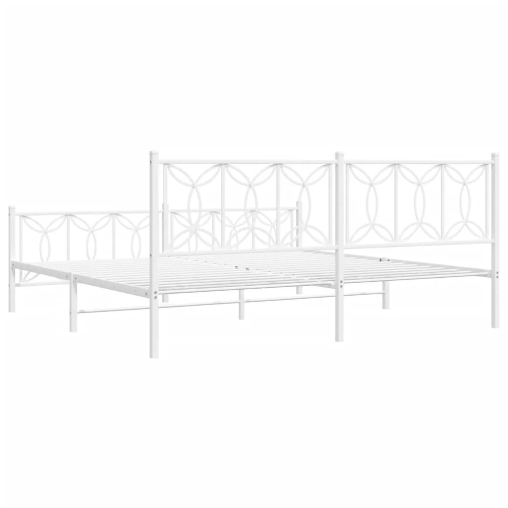 sengeramme med sengegavl og fodgærde 193x203 cm metal hvid - Image 6