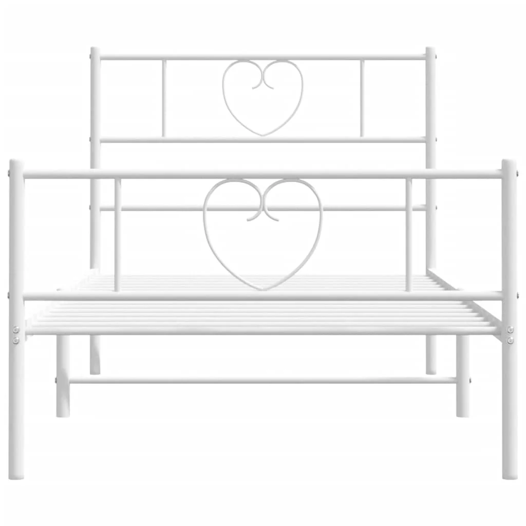 sengeramme med sengegavl og fodgærde 75x190 cm metal hvid - Image 4