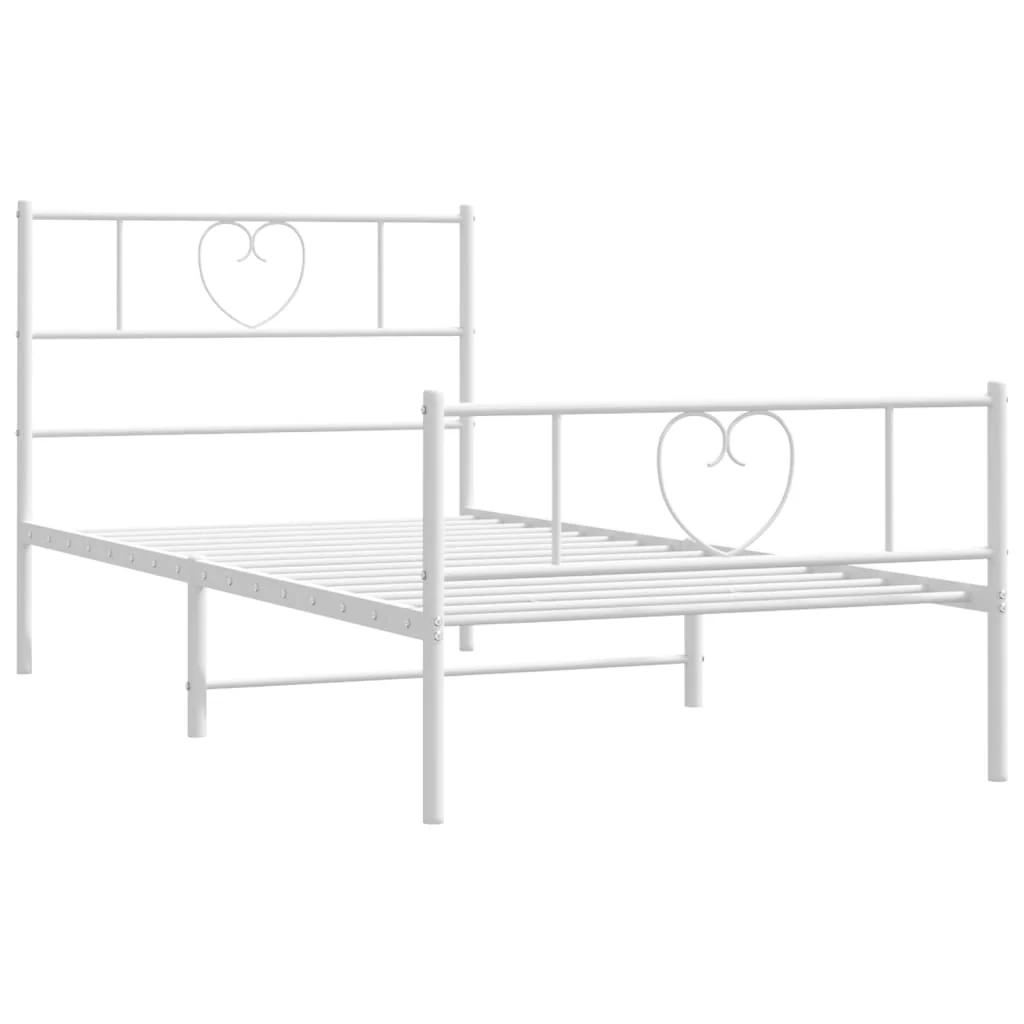 sengeramme med sengegavl og fodgærde 75x190 cm metal hvid - Image 5
