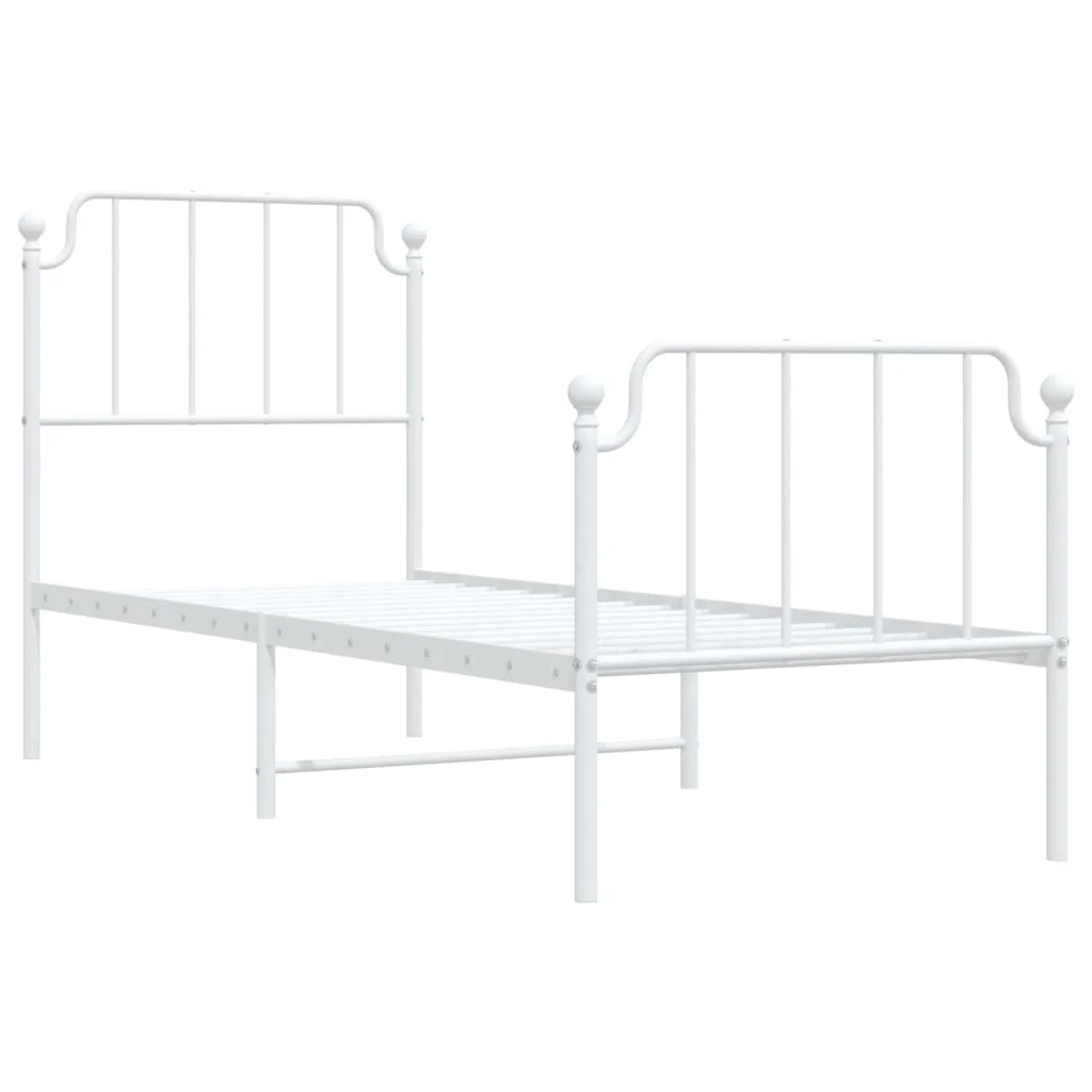 sengeramme med sengegavl og fodgærde 75x190 cm metal hvid - Image 4