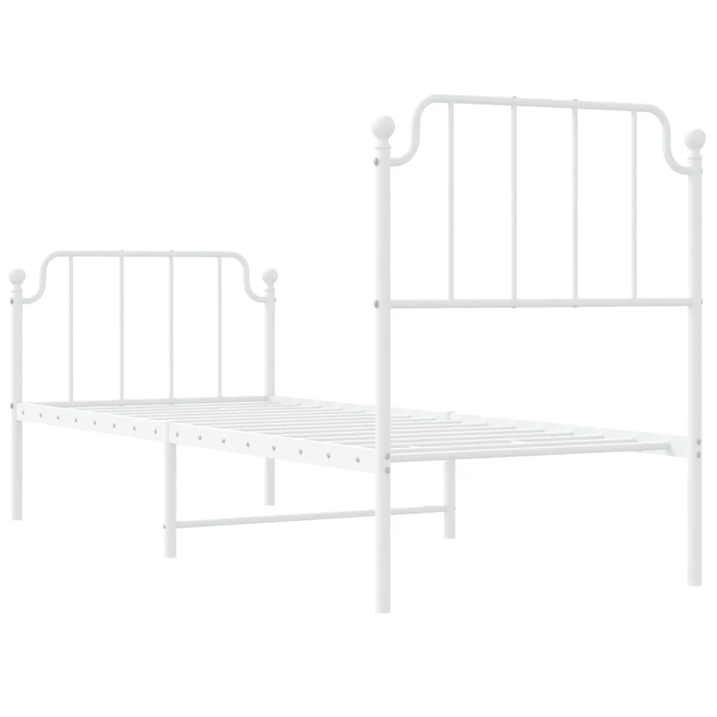 sengeramme med sengegavl og fodgærde 75x190 cm metal hvid - Image 7