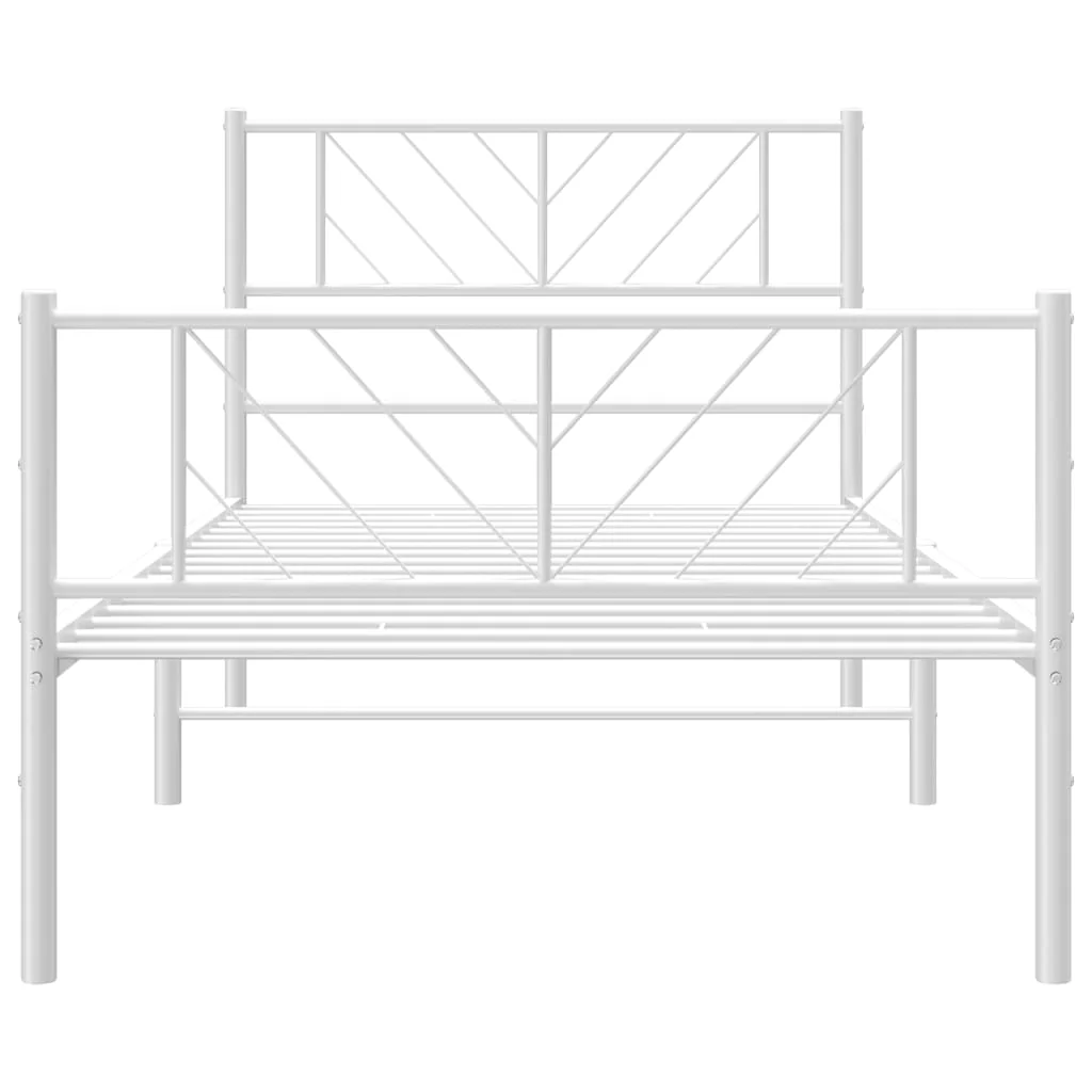 sengeramme med sengegavl og fodgærde 75x190 cm metal hvid - Image 5