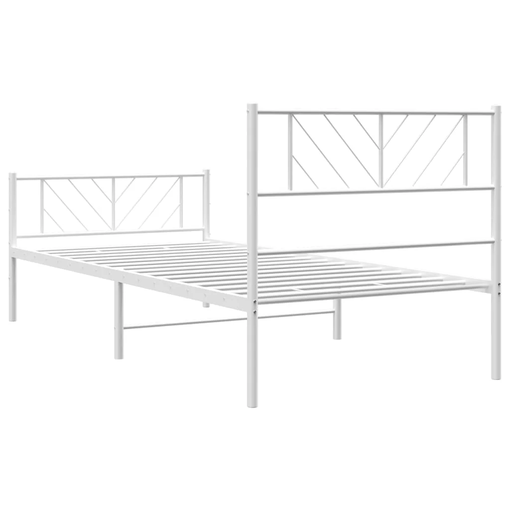 sengeramme med sengegavl og fodgærde 75x190 cm metal hvid - Image 7