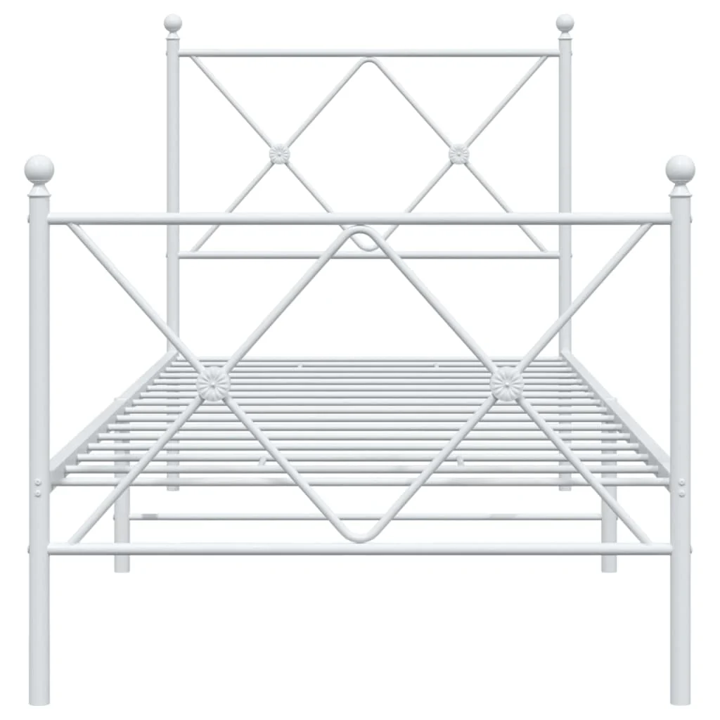 sengeramme med sengegavl og fodgærde 75x190 cm metal hvid - Image 4