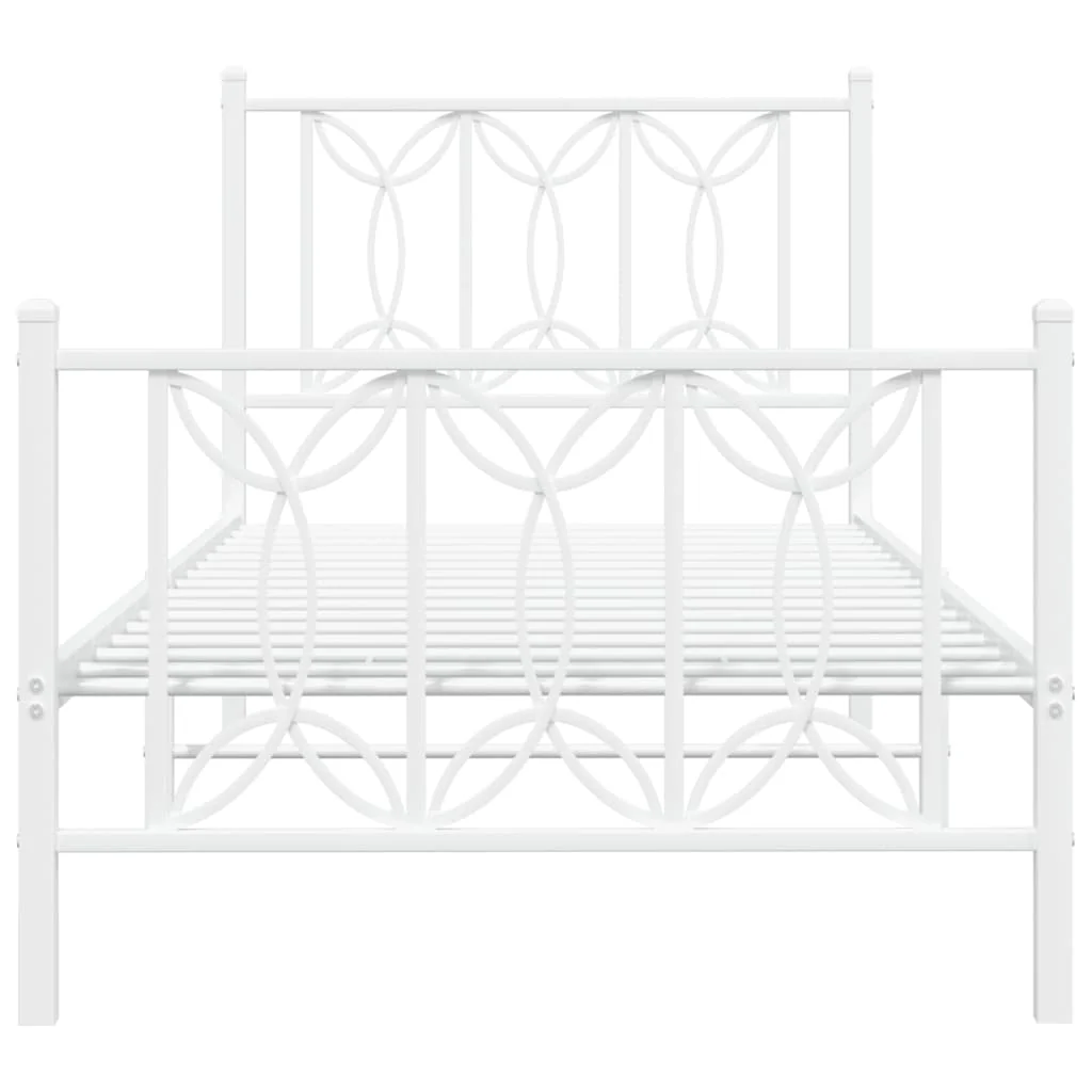 sengeramme med sengegavl og fodgærde 75x190 cm metal hvid - Image 4