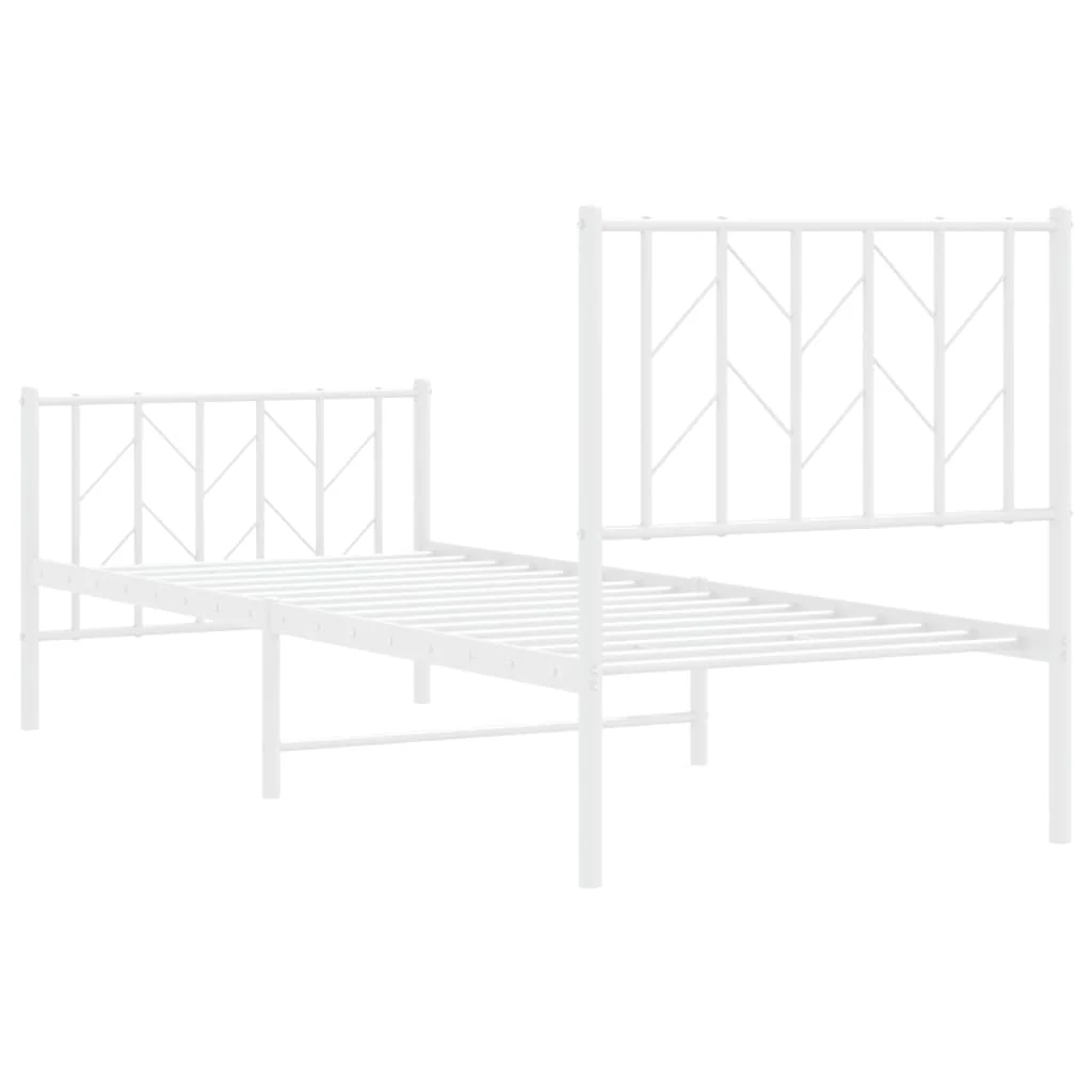 sengeramme med sengegavl og fodgærde 75x190 cm metal hvid - Image 7