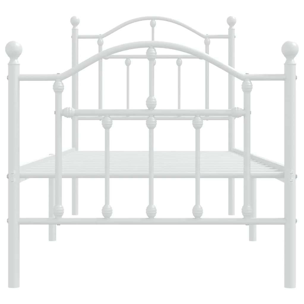 sengeramme med sengegavl og fodgærde 75x190 cm metal hvid - Image 5
