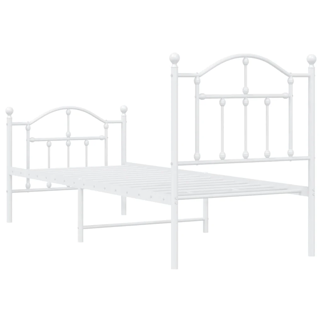 sengeramme med sengegavl og fodgærde 75x190 cm metal hvid - Image 7