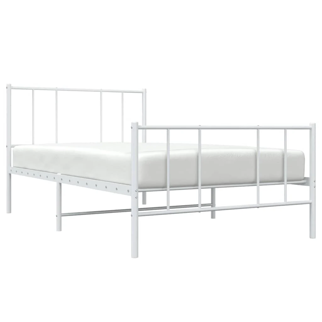 sengeramme med sengegavl og fodgærde 75x190 cm metal hvid - Image 5