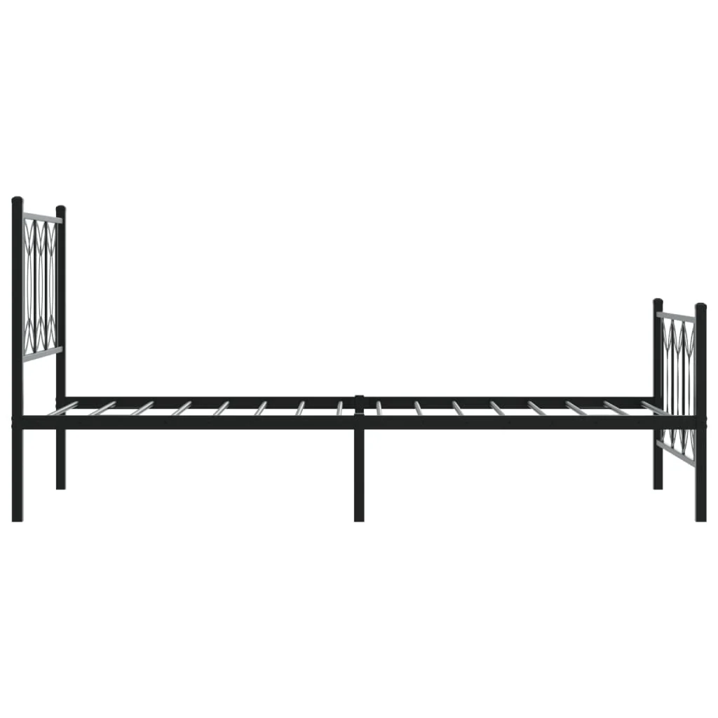 sengeramme med sengegavl og fodgærde 75x190 cm metal sort - Image 5
