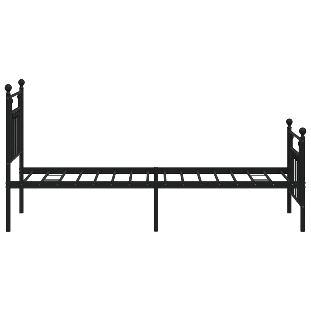 sengeramme med sengegavl og fodgærde 75x190 cm metal sort - Image 7
